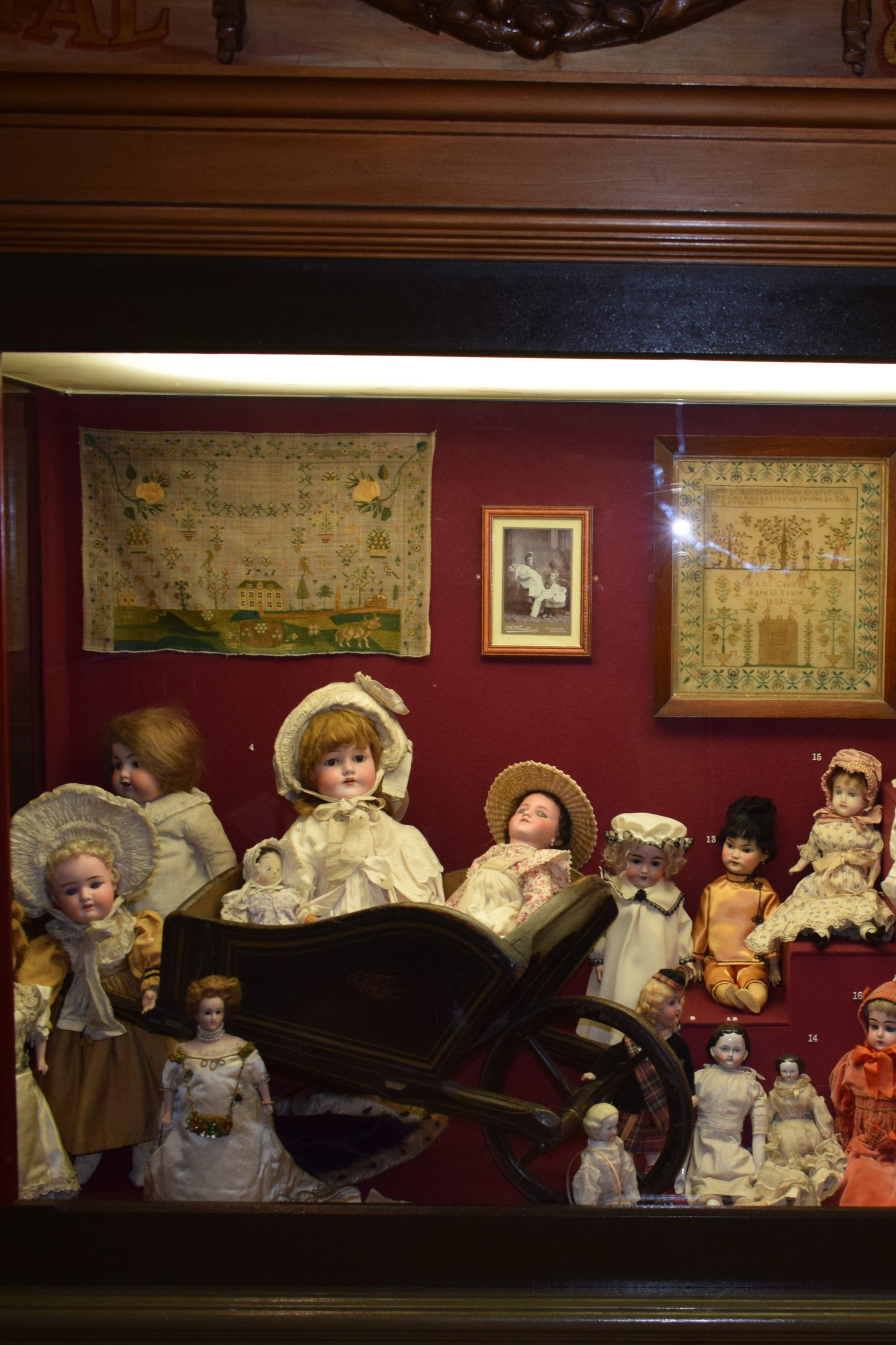 Some Victorian dolls fromt he toy collection in the second building.
