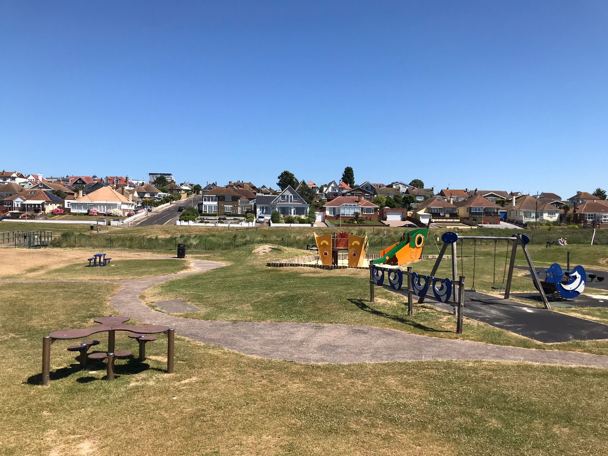 View across Hampton Park showing the range of play equipment on offer