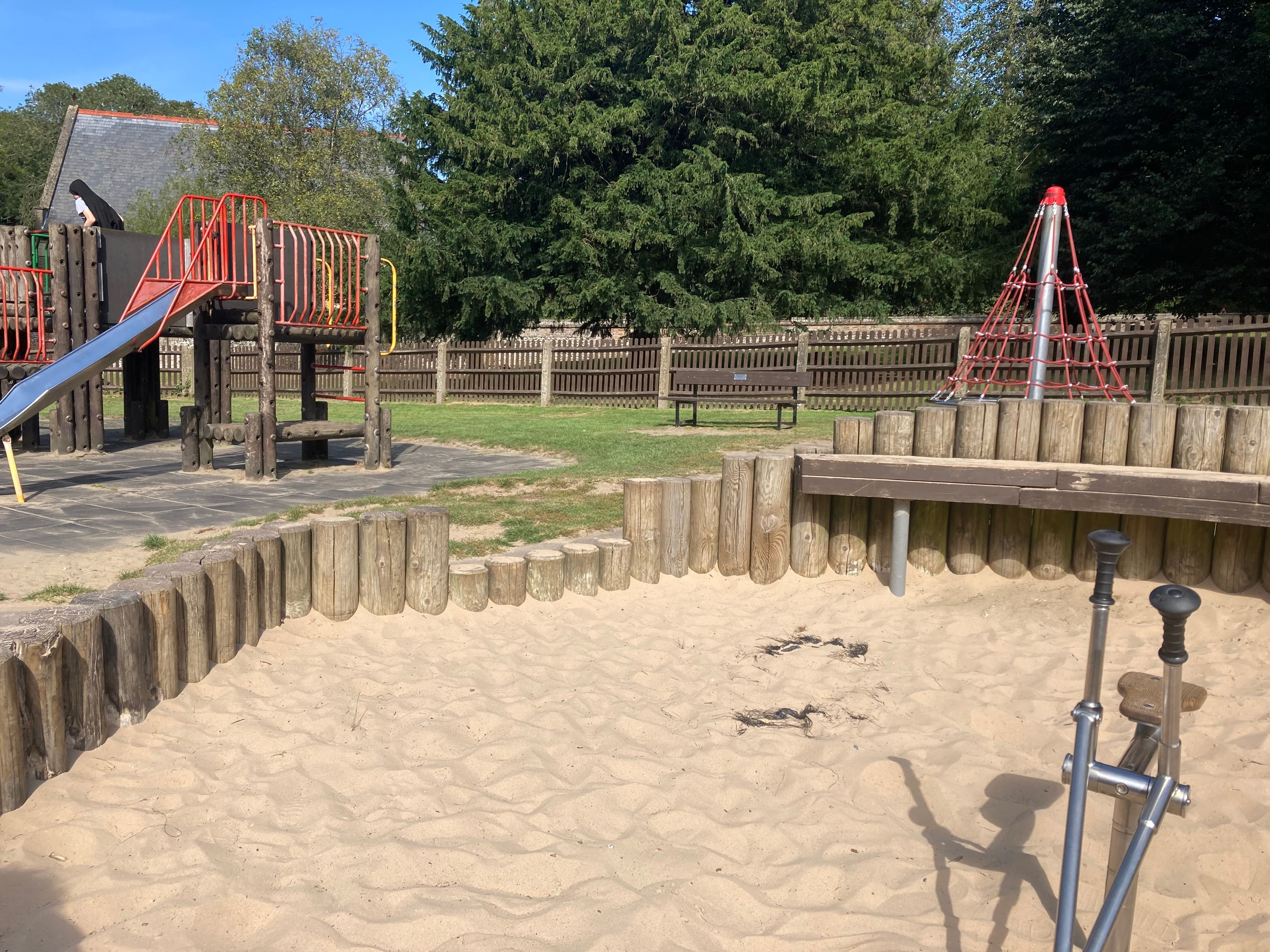 The sandpit in the play area at Kearnsey Abbey