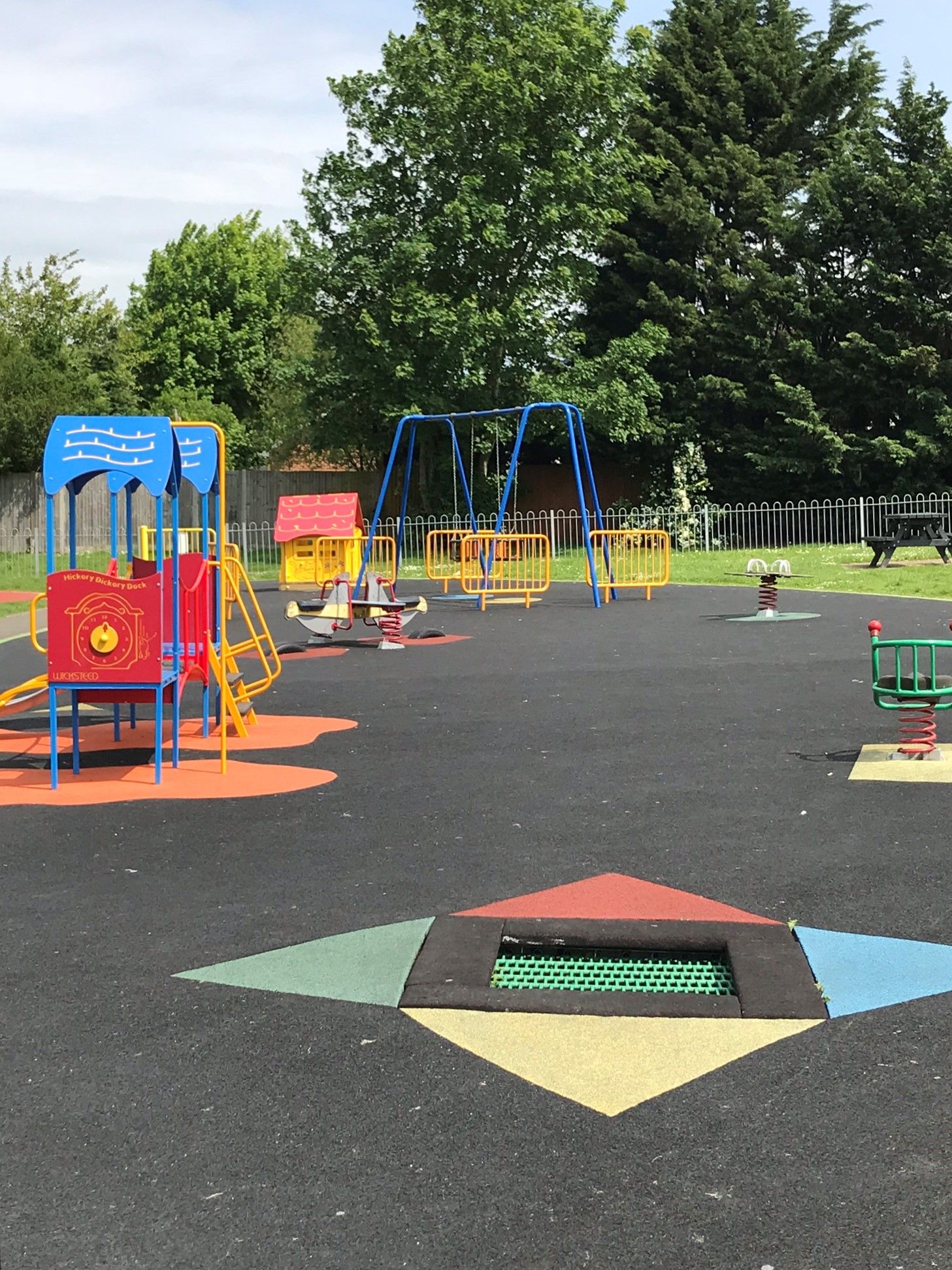 Younger children's play area; climbing frame and in-floor trampolines