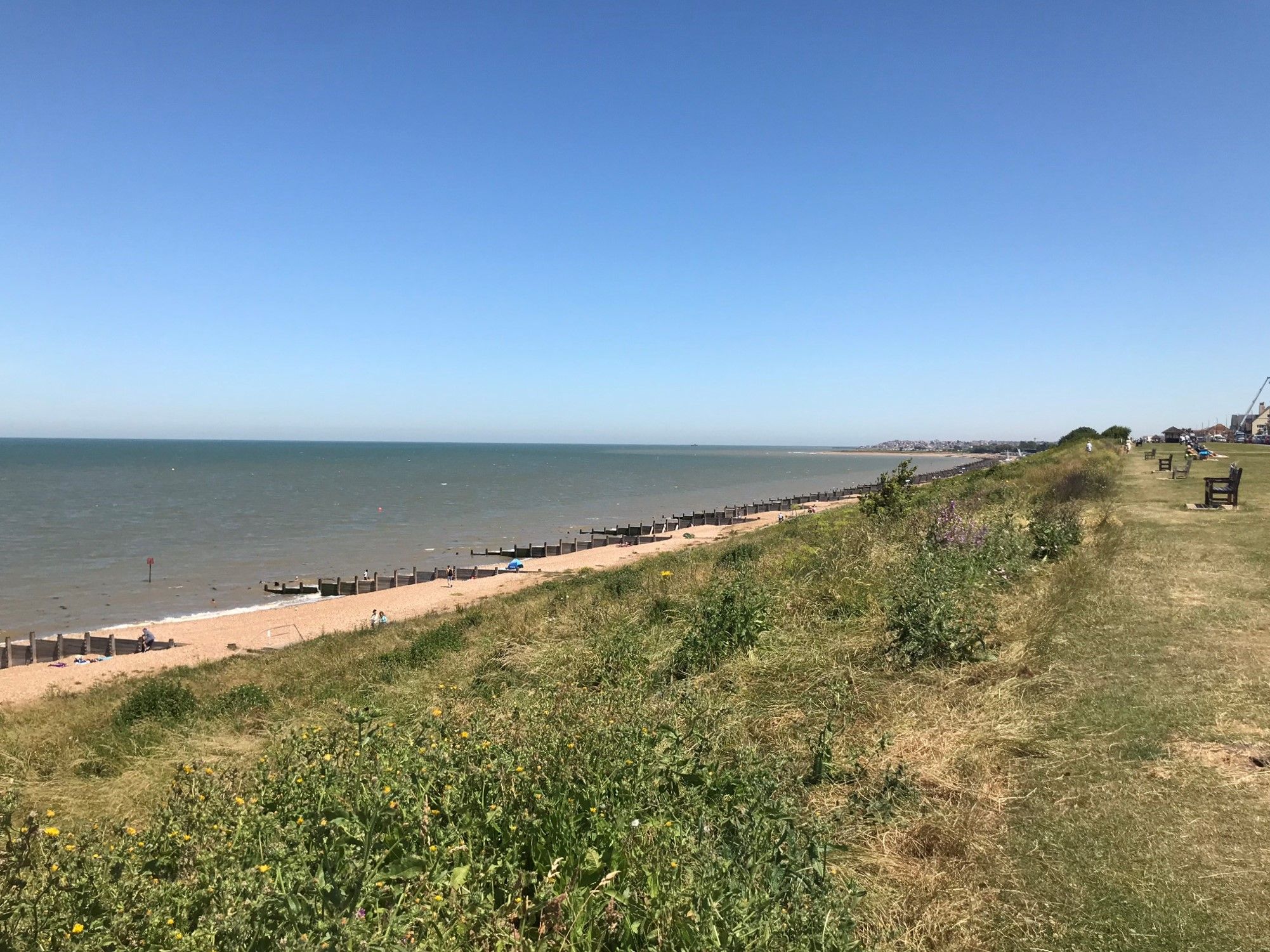 View across Tankerton Slopes and beach towards the west end of the beach