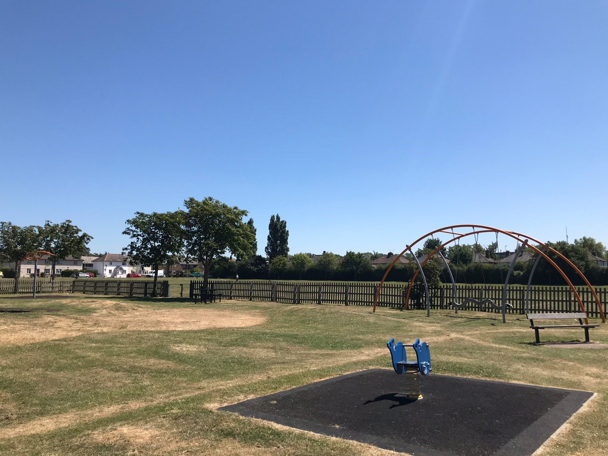 Westmeads Park play equipment, rope swing and bouncy animall